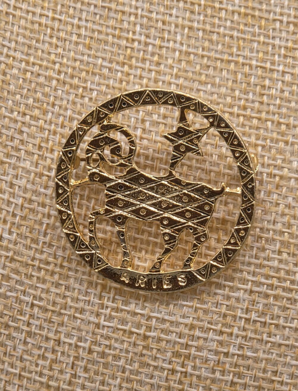 Gold Zodiac Aries Pin Brooch - Women Accessories